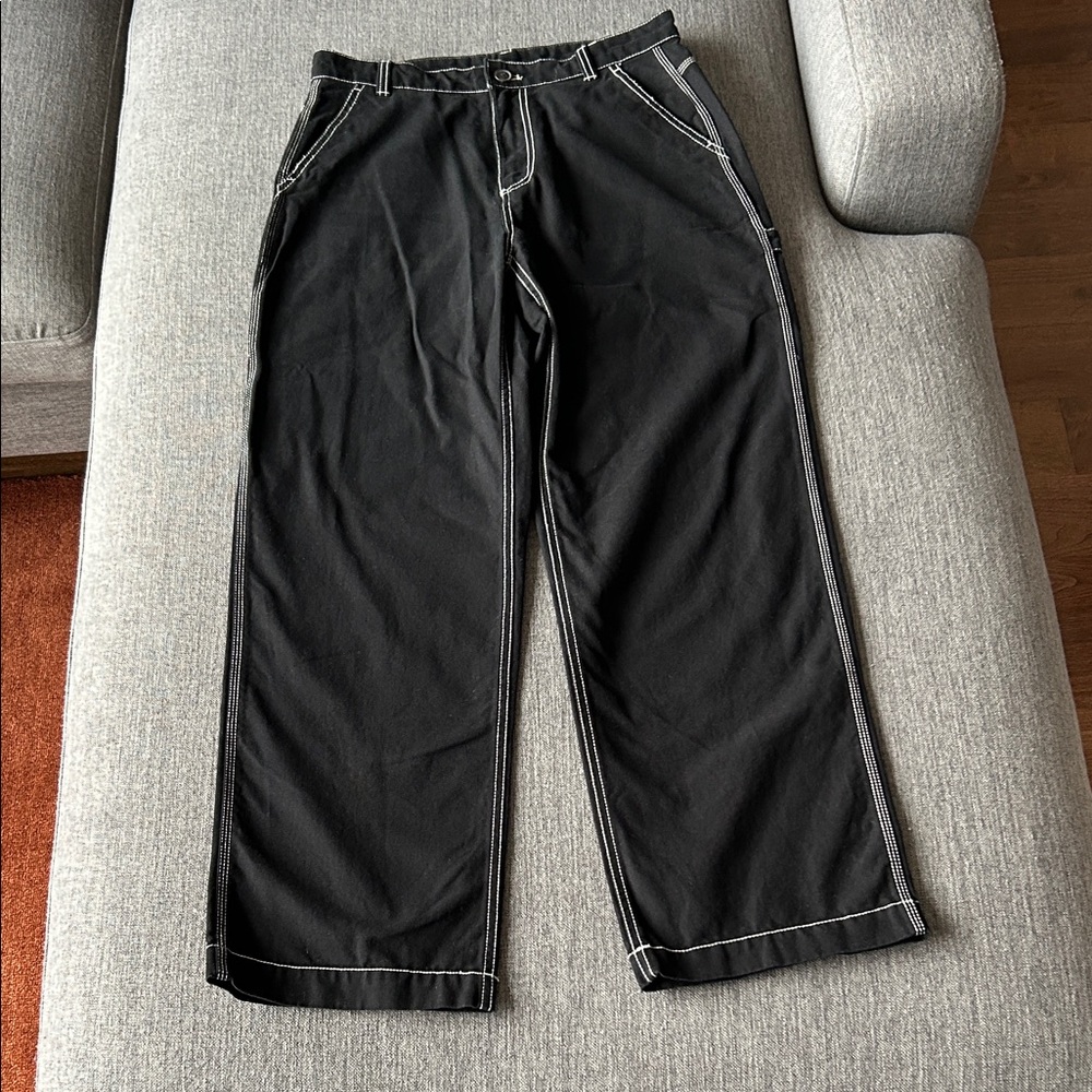 GAP Black Carpenter Pants with White Stitching